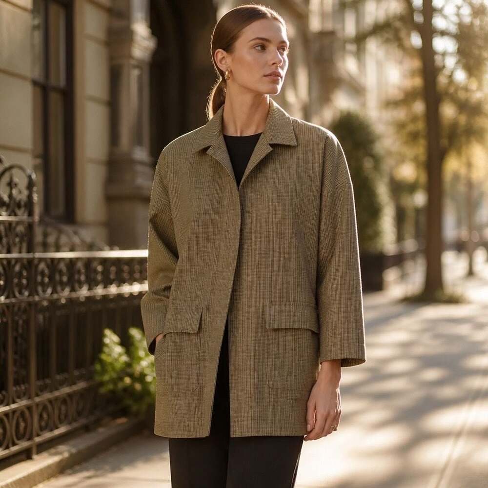 Barneys New York Plaid Car Coat